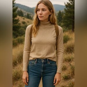 ZARA Wool Blend Mock Neck Long Sleeve Top – Size M